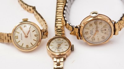 Lot 149 - Three 9ct gold cocktail watches