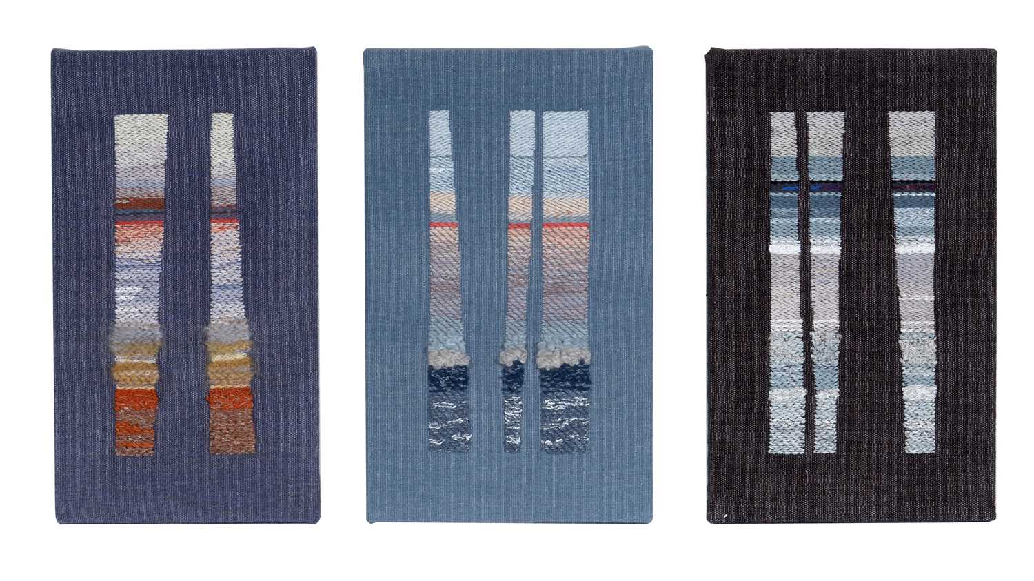 Lot 756 - Shirley Ross - Volanic Strata Triptych | needlepoint