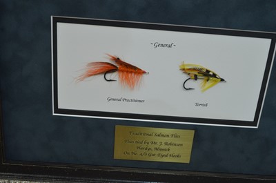 Lot 657 - Two framed displays of Traditional Salmon Flies tied by Mr. J. Robinson