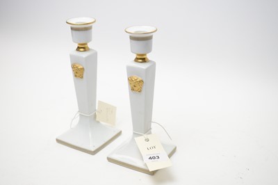Lot 403 - A pair of Rosenthal Studio-Linie Versace ‘Gorgona’ candlesticks.