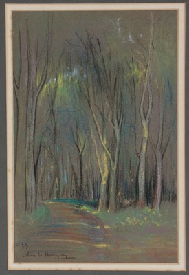 Lot 741 - Charles W. Hemingway - Dappled Light in a Verdant Woodland | pastel pair