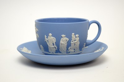 Lot 236 - A collection of Wedgwood Jasperware teacups and saucers.