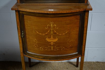 Lot 48 - An Edwardian inlaid mahogany and satinwood banded cabinet-on-stand.