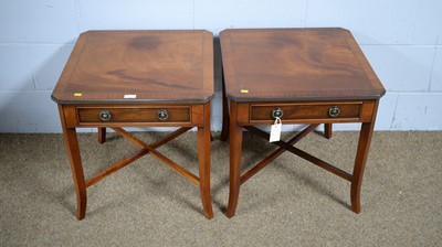 Lot 37 - A pair of reproduction mahogany occasional/bedside tables.