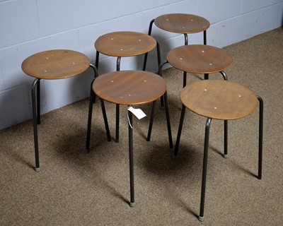 Lot 17 - Six vintage Danish stacking stools.