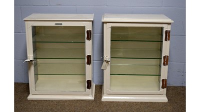 Lot 23 - Two vintage white painted metal surgical instrument display cabinets.