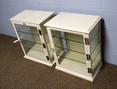 Lot 23 - Two vintage white painted metal surgical instrument display cabinets.