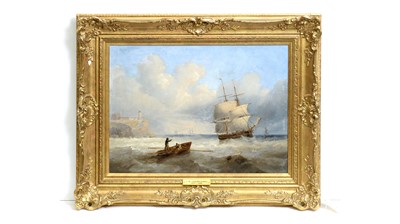 Lot 1076 - John Wilson Carmichael - Rowing Out to the Ship, off the Coast of Tynemouth | oil