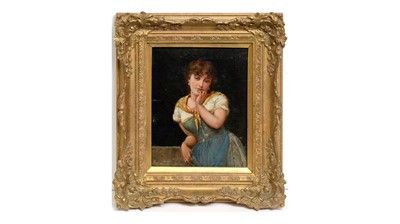 Lot 95 - Manner of Oliver Rhys - Portrait of a Wistful Young Lady | oil