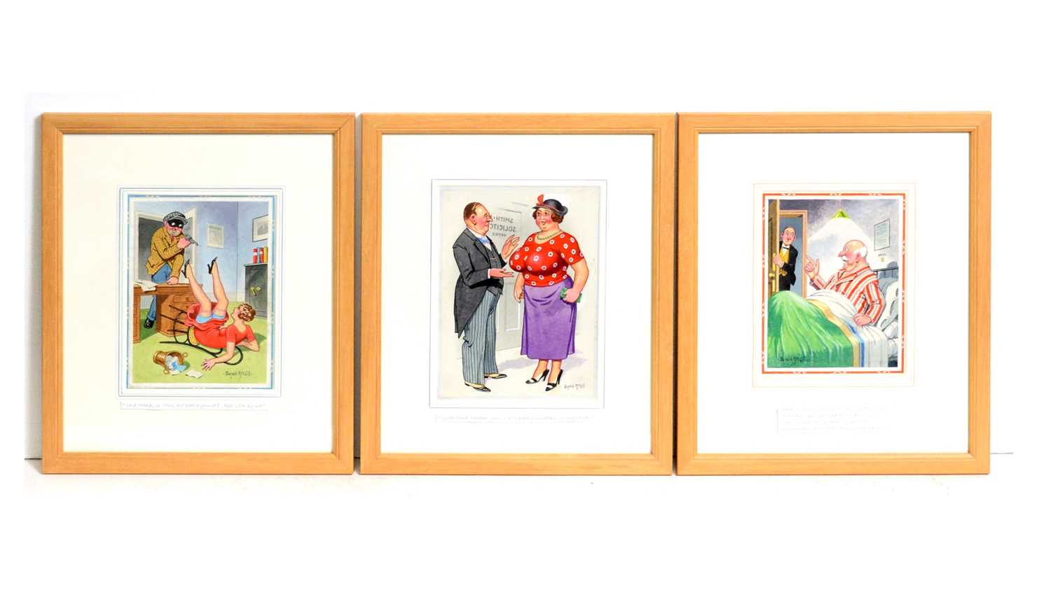 Lot 944 - Donald Fraser Gould McGill - Three humorous social cartoons | watercolour