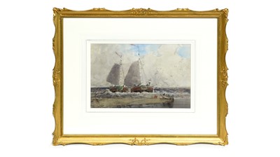 Lot 973 - George Edward Horton - Two Dutch Fishing Smacks on a Beach | watrcolour