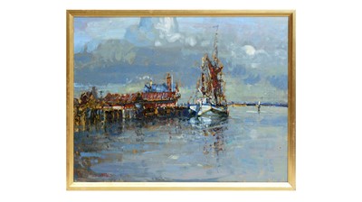 Lot 1090 - Geoffrey Chatten - Cambria, Porters Wharf | oil