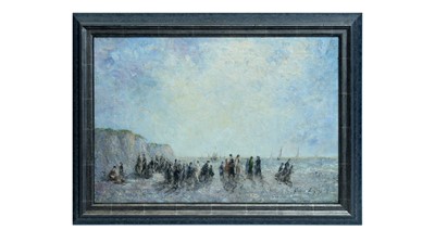 Lot 1031 - Andre Guerin Le Guay - Figures gathered by the shore | oil