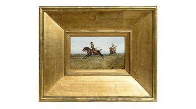 Lot 1033 - Marcelino de Unceta y Lopez - Napoleonic-period soldiers on galloping horses | oil