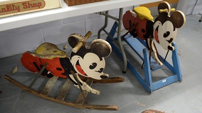 Lot 475 - Two Mickey Mouse rocking chairs.