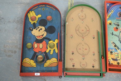 Lot 481 - A Mickey Mouse Bagatelle board and three others.