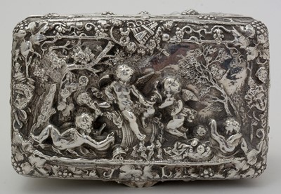 Lot 400 - A late 19th Century Continental silver decorative box.