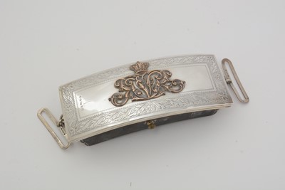 Lot 387 - An early Victorian silver-mounted Military Cross belt pouch.