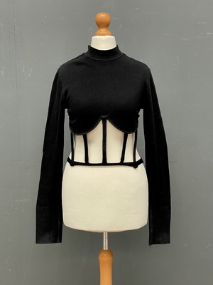 Lot 221 - An iconic Jean Paul Gaultier black cage crop top