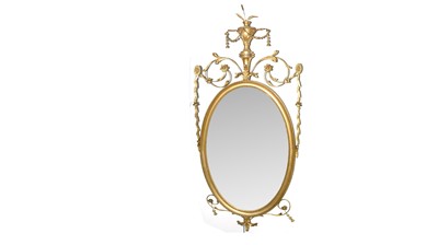 Lot 1080 - A Georgian-style oval giltwood mirror.