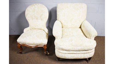 Lot 43 - Attributed to William Birch: A Victorian armchair; and a Victorian lady's easy chair.