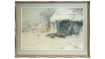Lot 1056 - David Thomas Robertson - Warm Refuge in a Snowstorm | watercolour
