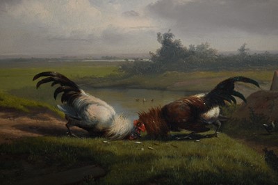 Lot 711 - Cornelius Van Leemputten - Cockfighting | oil