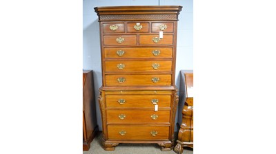 Lot 100 - A Georgian-style reproduction hardwood chest-on-chest.