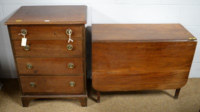 Lot 47 - A late 19th C mahogany chest; and drop leaf table.