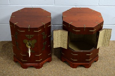 Lot 3 - A pair of Korean brass-mounted hat boxes.