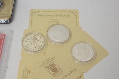 Lot 116 - A selection of silver commemorative medallion coins and others.