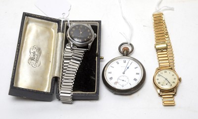 Lot 118 - A gold wristwatch by Zenith and two other watches.