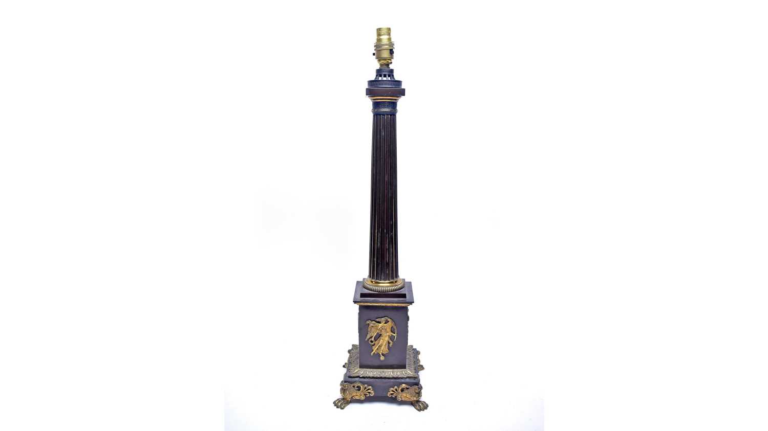 Lot 344 - A gilt metal mounted bronze table lamp