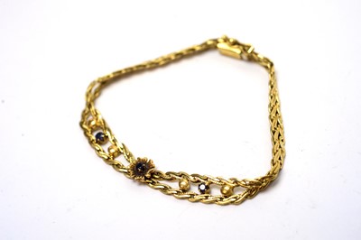Lot 165 - A sapphire set 18ct yellow gold bracelet