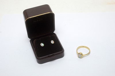 Lot 185 - An opal ring, and a pair of opal earrings.