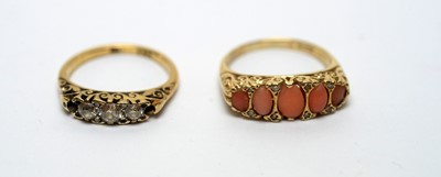 Lot 193 - A diamond ring, and a coral ring