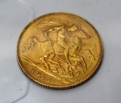 Lot 208 - A George V gold half sovereign, and other coinage.