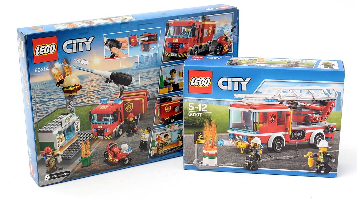 Lot 93 - Two LEGO City Fire Engine sets, 60107 and 60214
