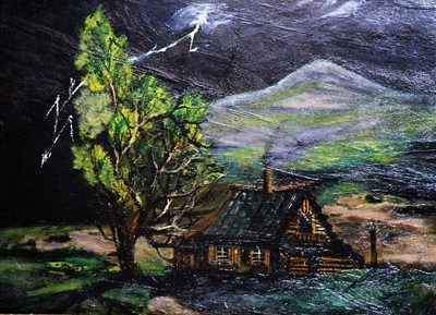 Lot 231 - Antoni Sulek - The Moonlit Cabin | oil