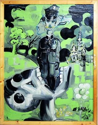 Lot 240 - Antoni Sulek - Soldier Consumption / Grey Rhino | double-sided oil on board