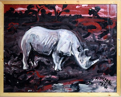 Lot 240 - Antoni Sulek - Soldier Consumption / Grey Rhino | double-sided oil on board