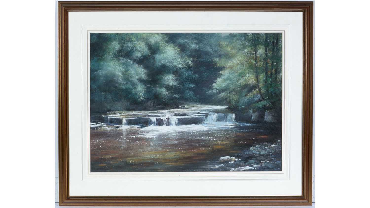 Lot 771 - Robert Turnbull - Dilston Mill and Devil's Water, Northumberland | pastel