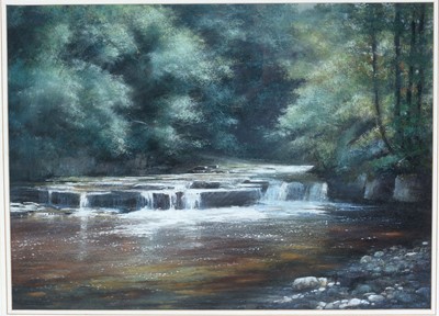 Lot 771 - Robert Turnbull - Dilston Mill and Devil's Water, Northumberland | pastel