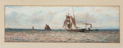 Lot 749 - William Thomas Nichols Boyce - Sail, Steam and Shipping in Choppy Waters | watercolour pair