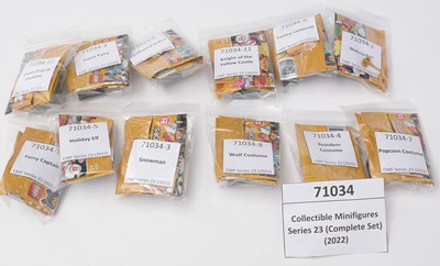 Lot 143 - A complete set of LEGO Collectable Minifigures, 71034 series 23 (2022), with open packaging.