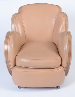 Lot 4 - An Art Deco caramel leather 'Cloud' armchair.