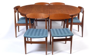 Lot 20 - G-Plan: a mid Century extending dining table; and six mid Century dining chairs.