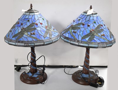 Lot 365 - A pair of Dragonfly table lamps.