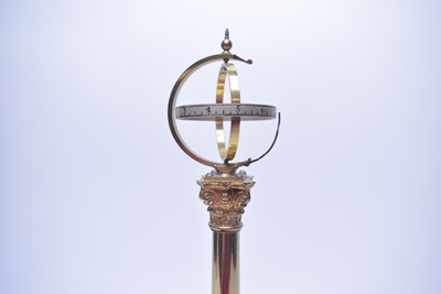 Lot 371 - A limited edition brass pillar clock, by Geoffrey Bell.