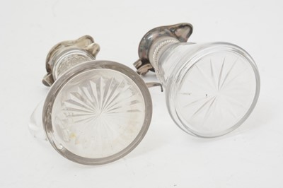 Lot 170 - Five various silver-mounted cut glass whisky tots/chota pegs; and five various labels.